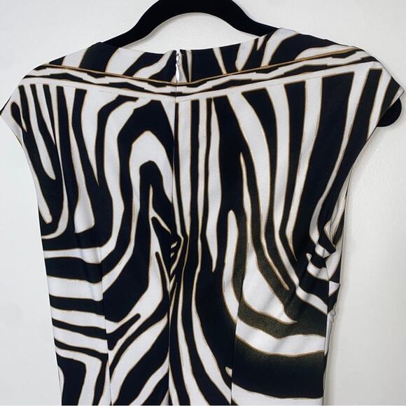 Vintage 90s y2k Cache Animal Zebra Print Sleeveless V-neck Mob Wife Mini Dress 4 - Picture 5 of 12